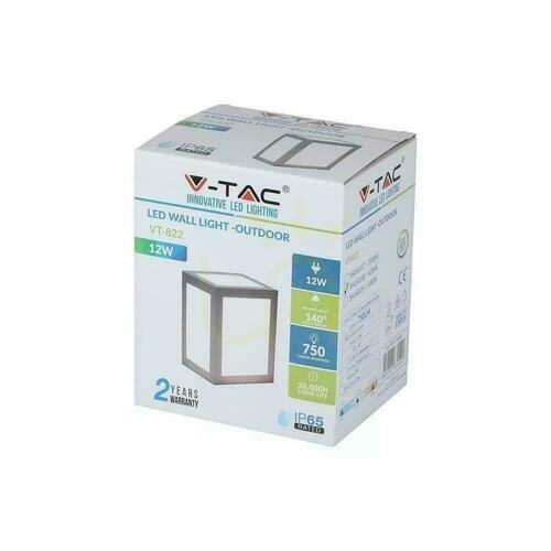 Verifica V-TAC 12W LED corp de iluminat de perete IP65 Gri VT-822 6400K 750lm