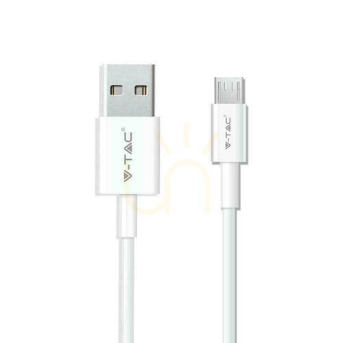 Verifica V-TAC Micro cablu USB 1M alb Pearl Series VT-5301