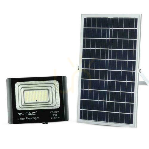 Verifica V-TAC 35W Solar LED Proiector negru IP65, telecomandă, temporizator VT-100W 4000K 2450lm.
