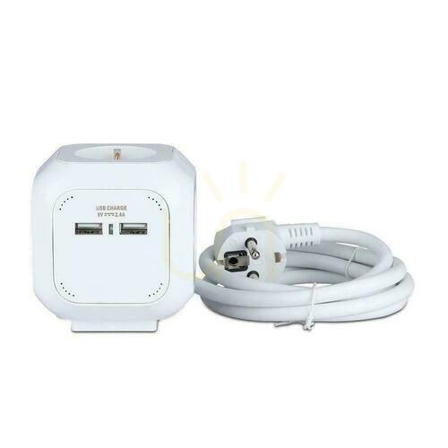 Verifica Cablu prelungitor Cub 4 prize 2 prize USB 1.55MM 1.4M V-TAC VT-1154-2