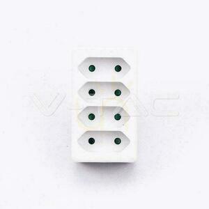White V-TAC VT-1054 four-outlet flat-plug adapter 2.5 A small 1