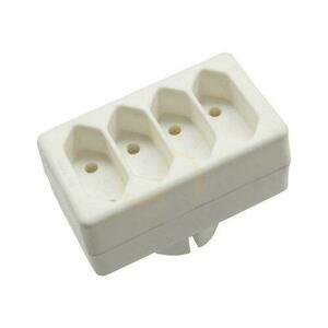 White V-TAC VT-1054 four-outlet flat-plug adapter 2.5 A small 0