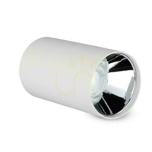Verifica Corp de iluminat pentru plafon V-TAC GU10 Tub rotund montat la suprafață Alb+Crom 80x140mm VT-882-R Garanție de 3 ani