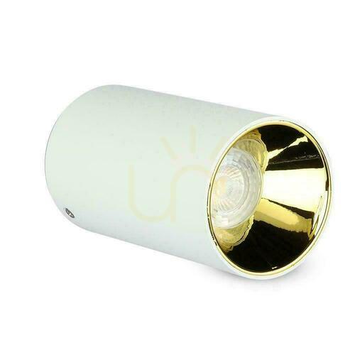 Verifica Corp de iluminat pentru plafon V-TAC GU10 Tub rotund montat la suprafață Alb+Gold 80x140mm VT-882-R Garanție 3 ani