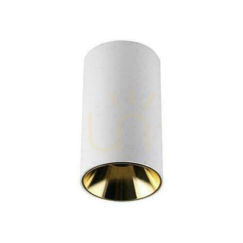 Verifica Corp de iluminat pentru plafon V-TAC GU10 Tub rotund montat la suprafață Alb+Gold 80x140mm VT-882-R Garanție 3 ani
