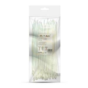 Colier de cablu V-TAC 3,5 × 200 mm, alb, nylon, 100 buc. small 1