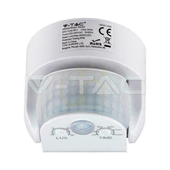 previzualizare V-TAC Senzor de mișcare montat pe perete alb 180st/360st IP65 VT-8093 V-TAC Senzor de mișcare montat pe perete alb 180st/360st IP65 VT-8093