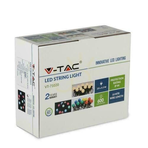 Verifica V-TAC Garden Girland (șir) LED 10 metri 20 becuri 0.5W IP44 VT-71020 6000K 960lm
