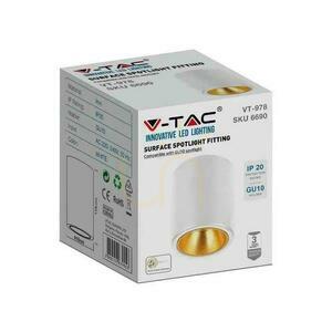 V-TAC GU10 Tub rotund montat la suprafață Alb+Gold 98x118mm VT-978RD Garanție de 3 ani small 1