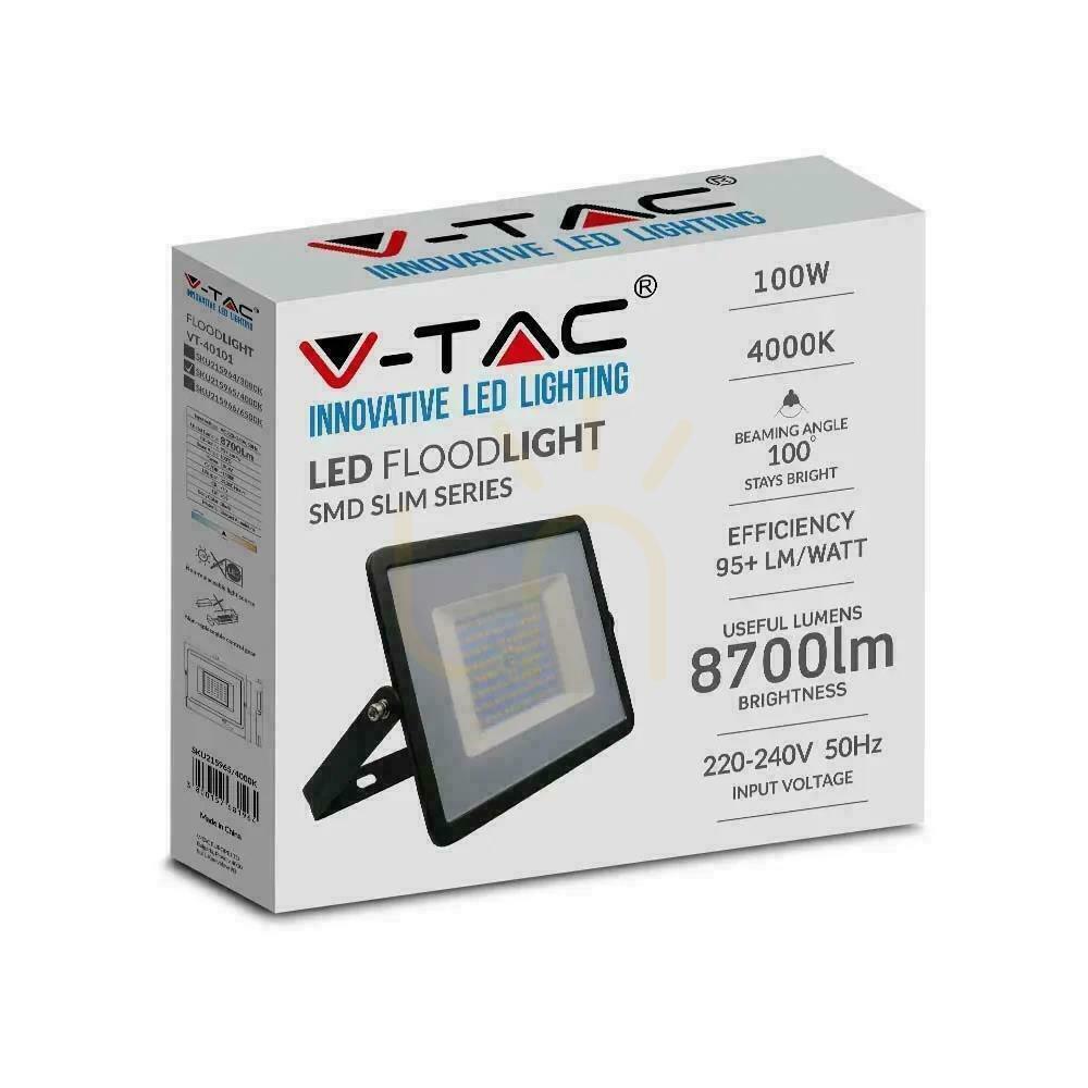 Spectacol V-TAC 100W SMD E-Series LED proiector negru VT-40101 4000K 8700lm. V-TAC 100W SMD E-Series LED proiector negru VT-40101 4000K 8700lm.
