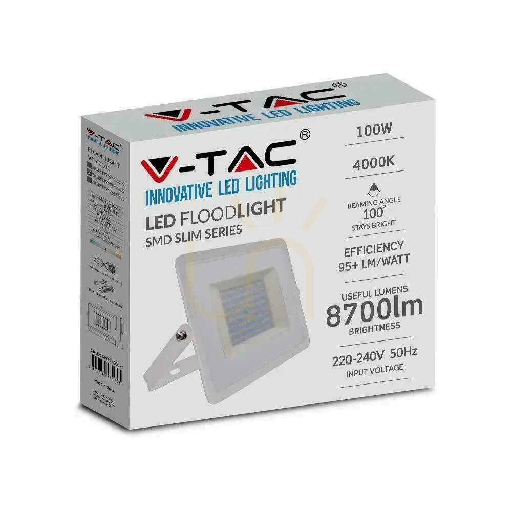 Spectacol V-TAC 100W SMD E-Series alb VT-40101 4000K 8700lm LED proiector. V-TAC 100W SMD E-Series alb VT-40101 4000K 8700lm LED proiector.