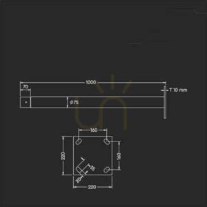 V-TAC stâlp de iluminat de grădină 3mb fi70-75 VT-45W VT-65W SKU 5150 5151 5152 5153 small 4