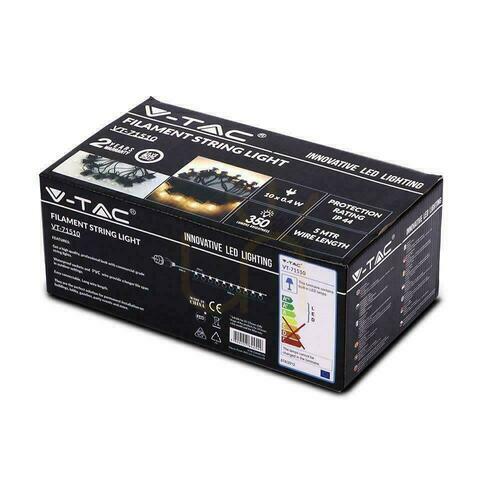 Verifica V-TAC Garden Garland (șir) 6W LED 5 metri 10 becuri 0.4W Filament VT-71510 3000K 350lm