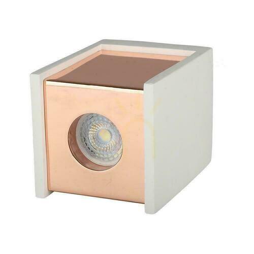Verifica V-TAC GIPS BETON GU10 pătrat montat la suprafață alb/roz auriu VT-860-MR 5 ani garanție.