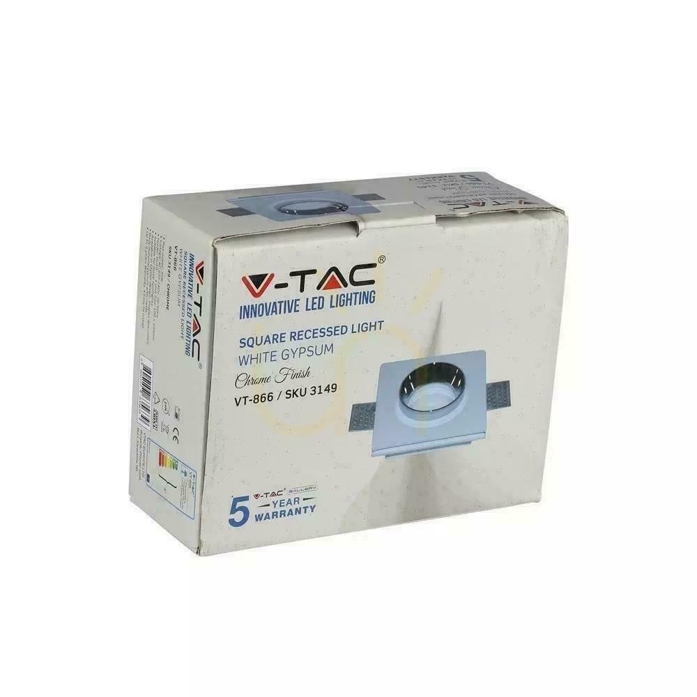 Spectacol Mesh V-TAC GIPS GU10 pătrat încastrat G-K alb+crom VT-866-CSQ 5 ani garanție Mesh V-TAC GIPS GU10 pătrat încastrat G-K alb+crom VT-866-CSQ 5 ani garanție