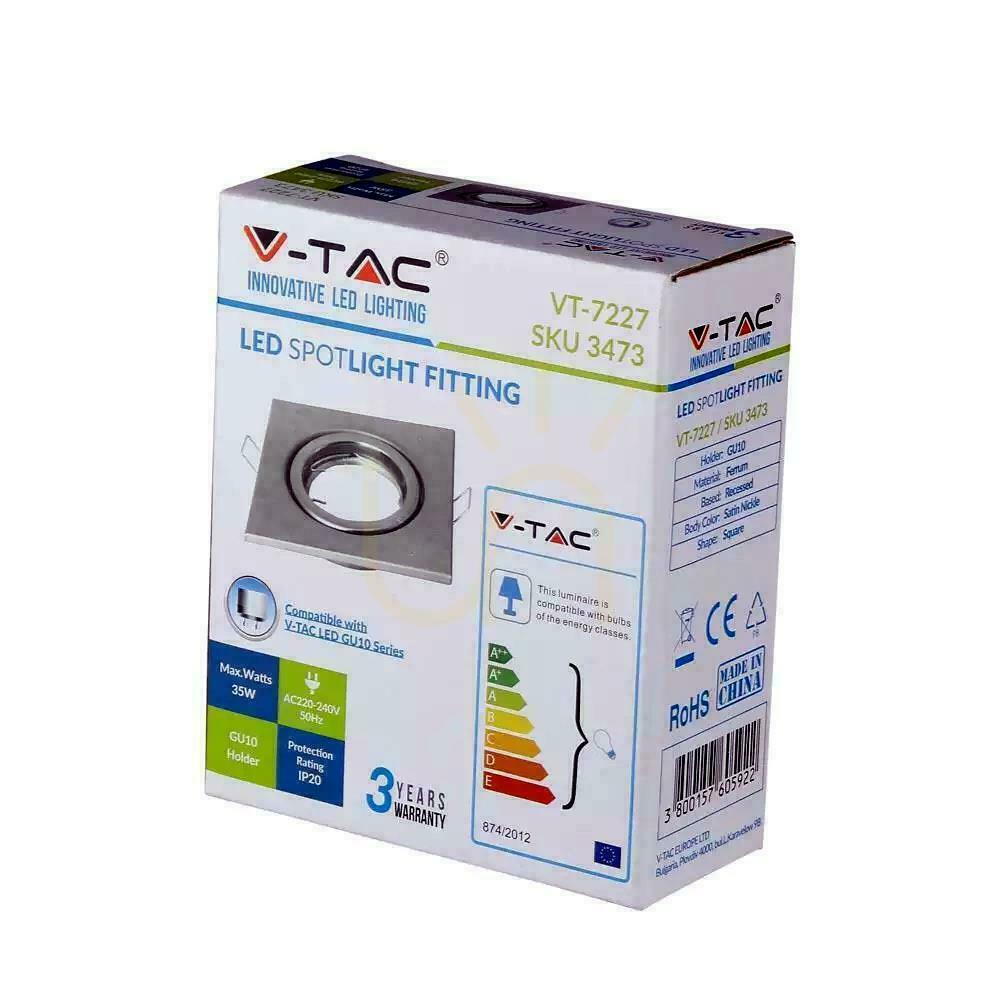Spectacol Mesh V-TAC GU10 Square Movable Satin VT-7227SQ-SN Mesh V-TAC GU10 Square Movable Satin VT-7227SQ-SN