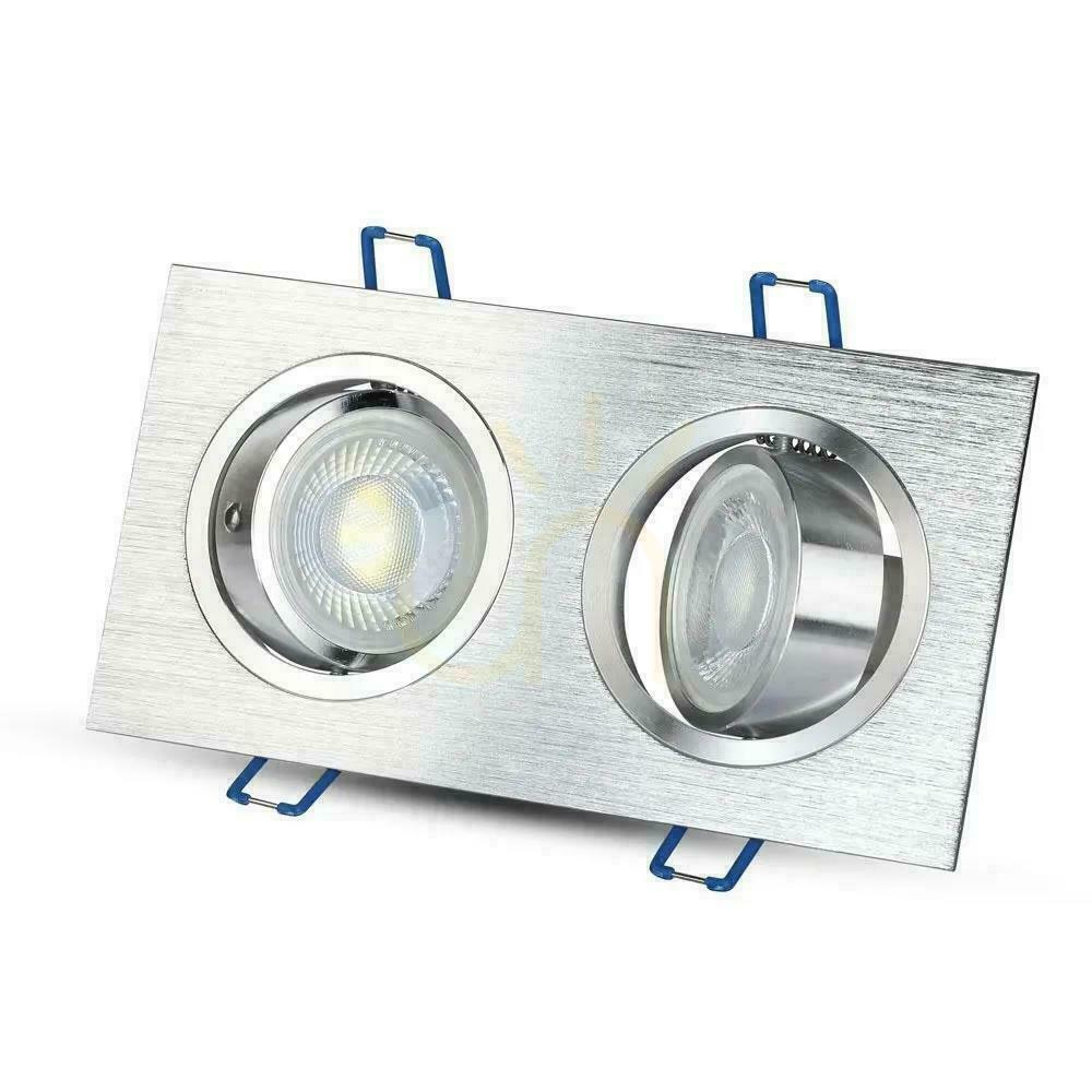 Afişa V-TAC Plasă din aluminiu turnat 2xGU10 pătrat aluminiu periat VT-783SQ-AB V-TAC Plasă din aluminiu turnat 2xGU10 pătrat aluminiu periat VT-783SQ-AB