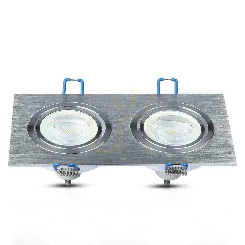 Spectacol V-TAC Plasă din aluminiu turnat 2xGU10 pătrat aluminiu periat VT-783SQ-AB V-TAC Plasă din aluminiu turnat 2xGU10 pătrat aluminiu periat VT-783SQ-AB