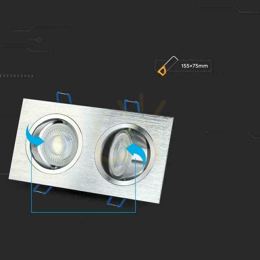 previzualizare V-TAC Plasă din aluminiu turnat 2xGU10 pătrat aluminiu periat VT-783SQ-AB V-TAC Plasă din aluminiu turnat 2xGU10 pătrat aluminiu periat VT-783SQ-AB