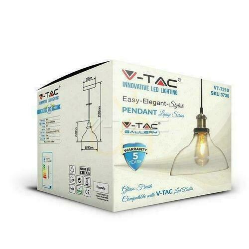 Verifica V-TAC LOFT corp de iluminat suspendat Sticlă transparentă fi245 VT-7210 Garanție 5 ani