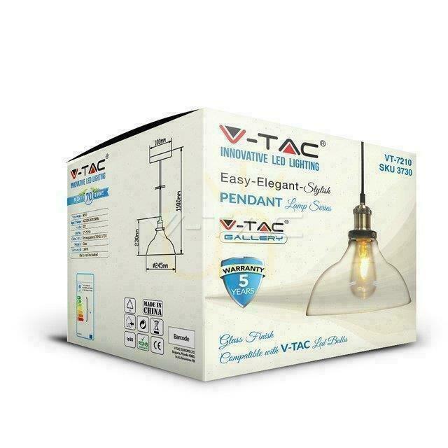 Vedere V-TAC LOFT corp de iluminat suspendat Sticlă transparentă fi245 VT-7210 Garanție 5 ani V-TAC LOFT corp de iluminat suspendat Sticlă transparentă fi245 VT-7210 Garanție 5 ani