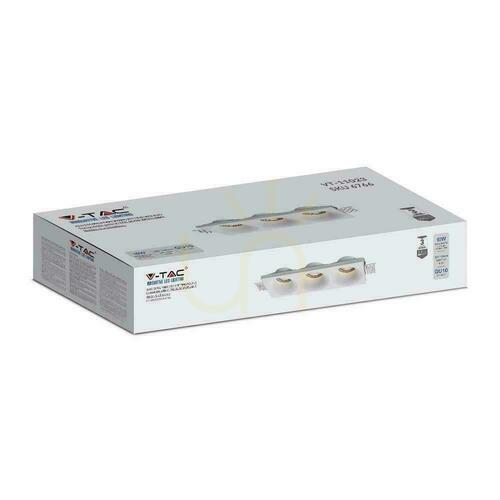 Verifica V-TAC 3xGU10 Corp de iluminat pentru tavan din gips alb 280x100 VT-11023 3 ani garanție