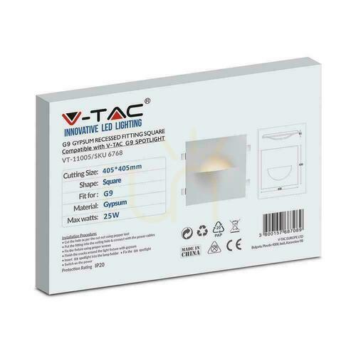 Verifica V-TAC Suport de perete din gips G9 alb 400x400 VT-11005 Garanție de 3 ani.