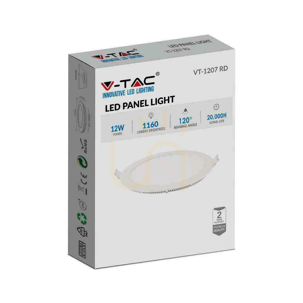 Vedere V-TAC Premium LED Downlight Panel 12W rotund fi170 VT-1207 2700K 1160lm V-TAC Premium LED Downlight Panel 12W rotund fi170 VT-1207 2700K 1160lm