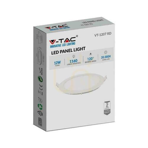 Verifica Panou LED V-TAC Premium Downlight 12W rotund fi170 VT-1207 4000K 1160lm