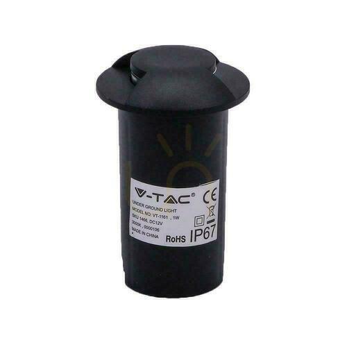 Verifica V-TAC 1W LED 1-Watt Montat la sol Grădină plafon Lumina negru 2 fețe IP67 VT-1161 3000K 50lm