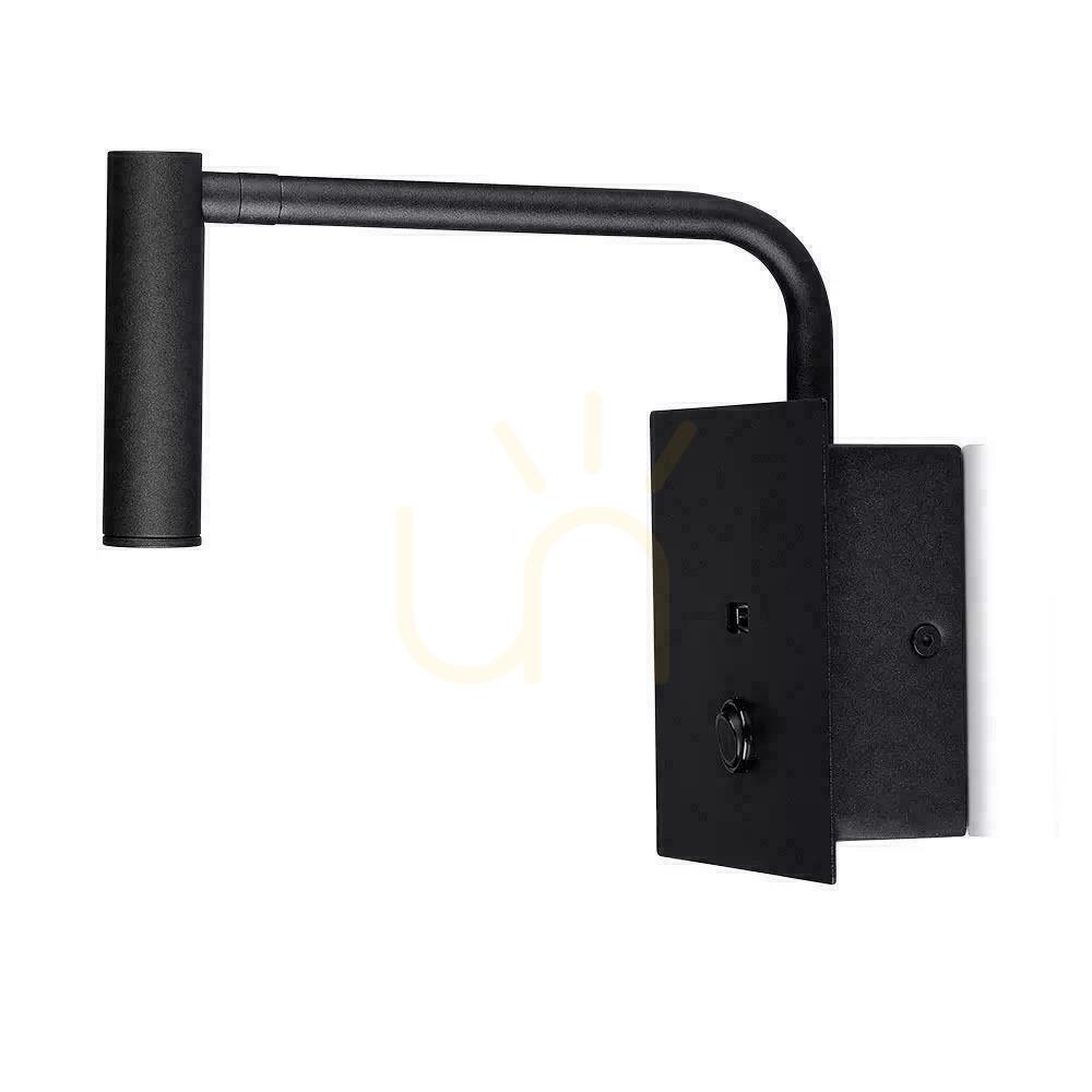 Verifica Corp LED V-TAC 3W Lampă de perete Hotel Pat Comutator USB Negru COB CREE VT-2943 3000K 150lm 3 ani garanție Corp LED V-TAC 3W Lampă de perete Hotel Pat Comutator USB Negru COB CREE VT-2943 3000K 150lm 3 ani garanție