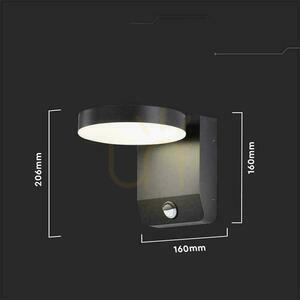 Proiector fațadă corp de iluminat V-TAC 17W LED senzor de mișcare rotund negru IP65 VT-11020S 4000K 2520lm small 6