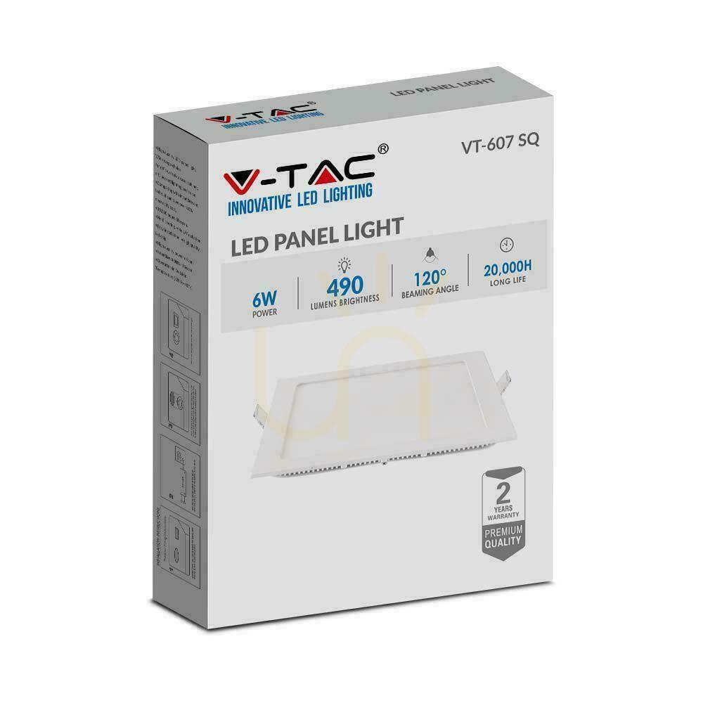 previzualizare V-TAC Premium LED Downlight Panel 6W Square 120x120 VT-607 6400K 490lm V-TAC Premium LED Downlight Panel 6W Square 120x120 VT-607 6400K 490lm