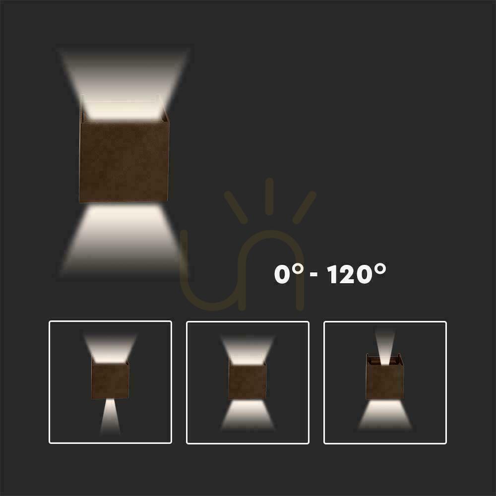 previzualizare V-TAC 11W LED Wall Luminaire Top Bottom reglabil Bronz Corten Square IP65 VT-759-12 3000K 1360lm V-TAC 11W LED Wall Luminaire Top Bottom reglabil Bronz Corten Square IP65 VT-759-12 3000K 1360lm