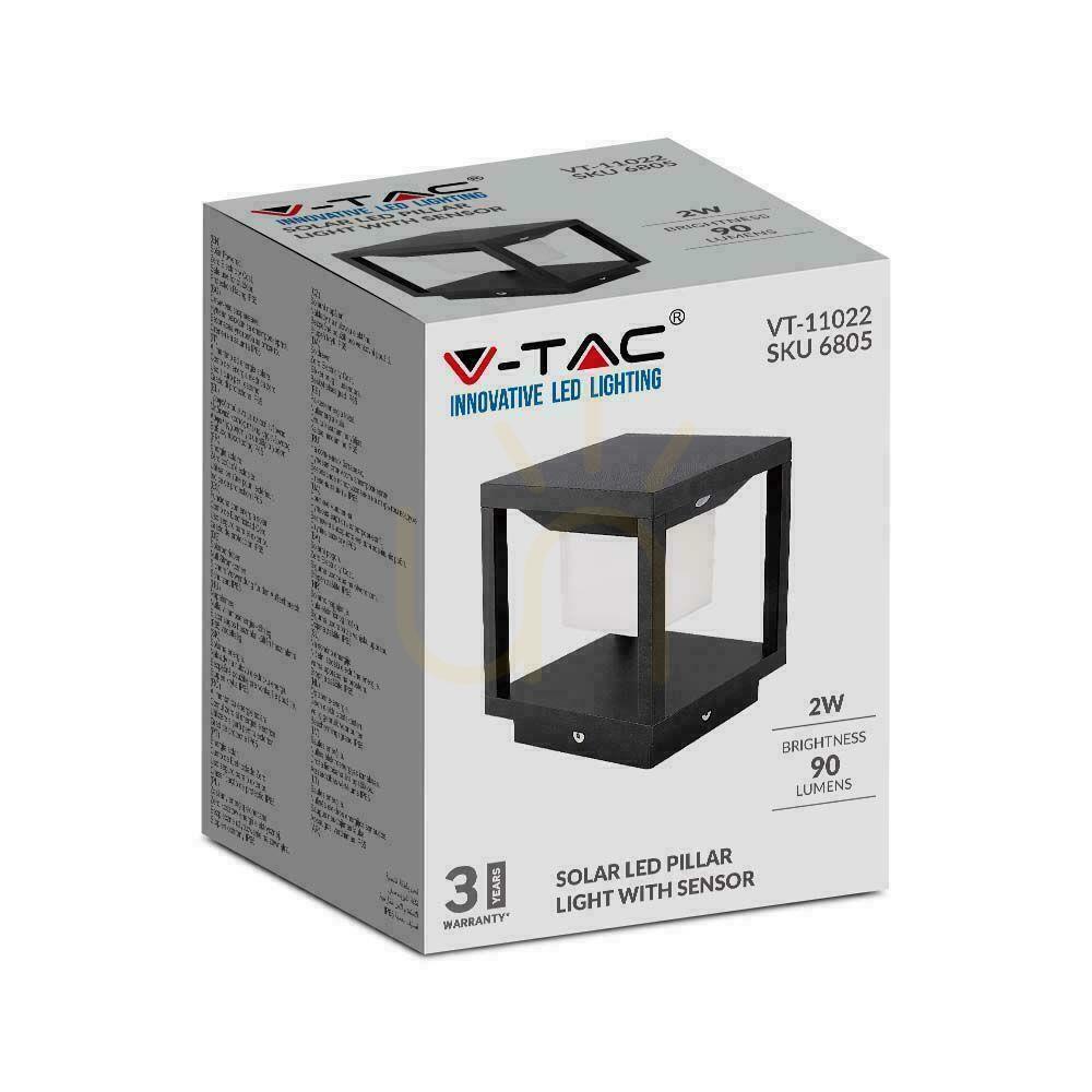 Vedere Garden Pole Solar V-TAC 2W LED senzor de mișcare IP65 negru VT-11022 3000K 90lm 3 ani garanție Garden Pole Solar V-TAC 2W LED senzor de mișcare IP65 negru VT-11022 3000K 90lm 3 ani garanție