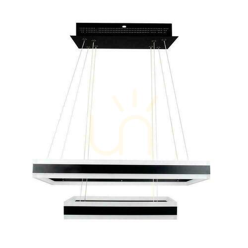 Verifica V-TAC 100W lumina moale candelabru pandantiv LED Luminaire Dimmable negru VT-101-2D-B-N 3000K 6300lm 3 ani garanție
