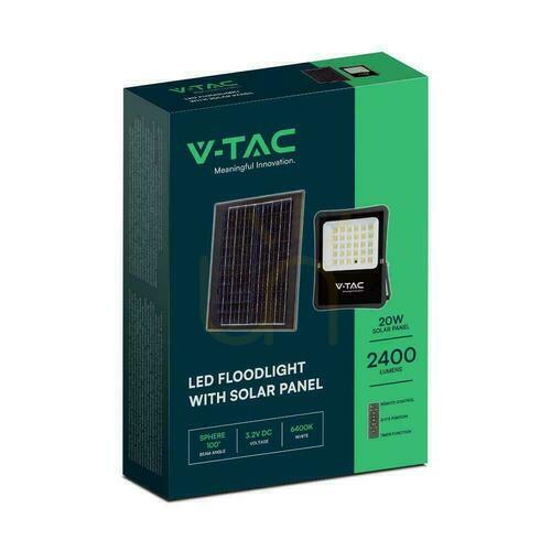 Verifica V-TAC 20W Solar LED proiector telecomandă, AUTO, temporizator IP65 VT-55300 4000K 2400lm