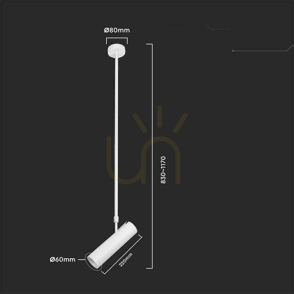 Spectacol V-TAC GU10 Corp de iluminat reglabil pentru plafon 830-1170mm alb VT-7900 3 ani garanție V-TAC GU10 Corp de iluminat reglabil pentru plafon 830-1170mm alb VT-7900 3 ani garanție