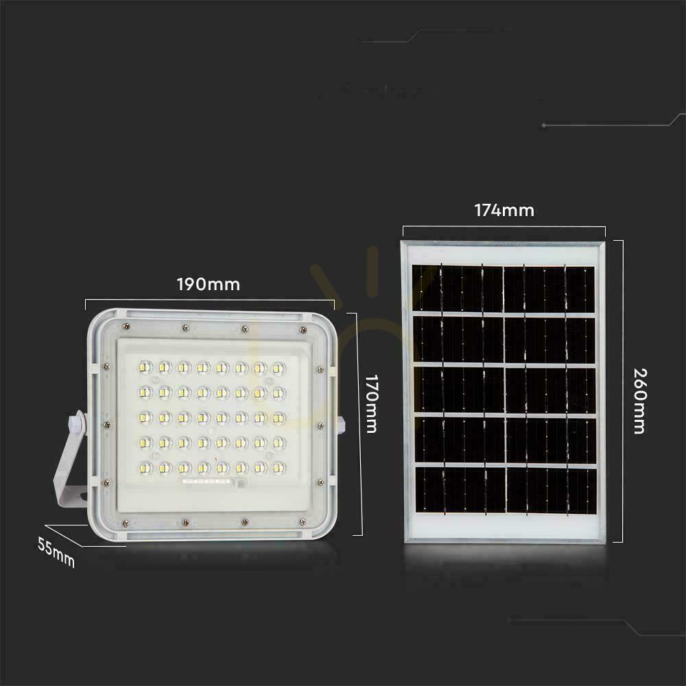 Spectacol V-TAC 6W Solar LED Proiector Pilot, AUTO, Timer, IP65 Alb VT-40W-W 6400K 400lm V-TAC 6W Solar LED Proiector Pilot, AUTO, Timer, IP65 Alb VT-40W-W 6400K 400lm