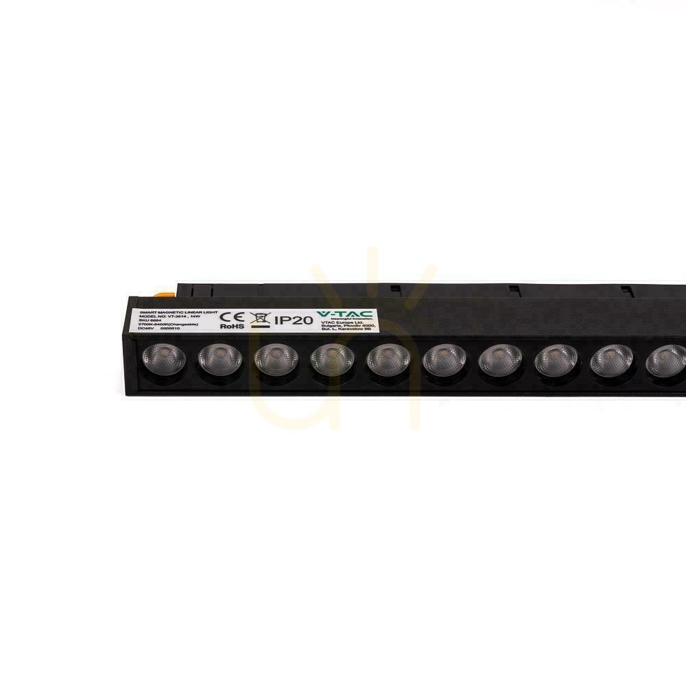 Vedere SMART 48V V-TAC 14W LED CCT 30st SMART WiFi TRACKLIGHT corp de iluminat pentru autobuz Negru VT-3614 2700K-6400K 1300lm 3 ani garanție SMART 48V V-TAC 14W LED CCT 30st SMART WiFi TRACKLIGHT corp de iluminat pentru autobuz Negru VT-3614 2700K-6400K 1300lm 3 ani garanție