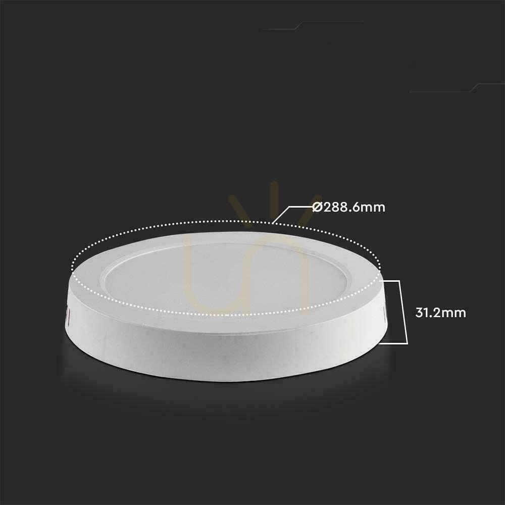 Afişa V-TAC Montat la suprafață LED Panel Premium Downlight 24W rotund fi290 VT-60024 3000K 2500lm. V-TAC Montat la suprafață LED Panel Premium Downlight 24W rotund fi290 VT-60024 3000K 2500lm.