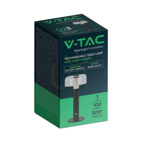 Verifica V-TAC 1W LED lampă de noptieră de birou 30cm cu încărcare USB, cu funcție de reglare VT-1049 negru 3000K 100lm