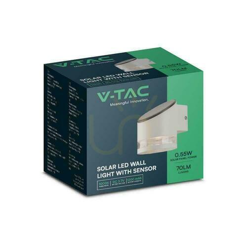 Verifica Lampă de perete de grădină Solar V-TAC 1W LED alb IP54 senzor de mișcare VT-1140 3000K 70lm 3 ani garanție