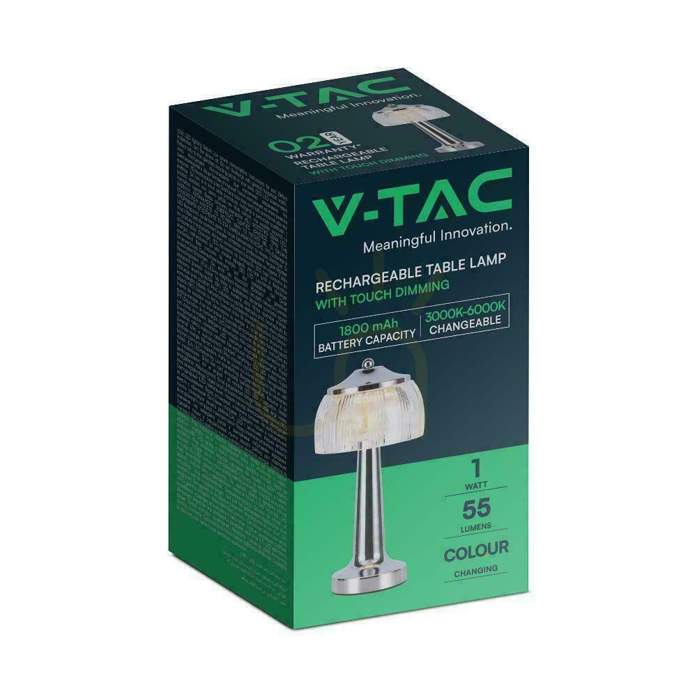 Spectacol Lampă de birou LED V-TAC VT-1048 1W USB reglabilă crom 3000–6000K Lampă de birou LED V-TAC VT-1048 1W USB reglabilă crom 3000–6000K