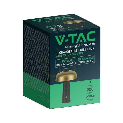 Verifica V-TAC 3W LED Lampă de birou pentru noptieră 24cm Încărcare USB Dimmable Aur VT-1050 3000K-6000K 200lm