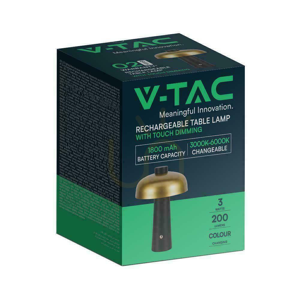 Vedere V-TAC 3W LED Lampă de birou pentru noptieră 24cm Încărcare USB Dimmable Aur VT-1050 3000K-6000K 200lm V-TAC 3W LED Lampă de birou pentru noptieră 24cm Încărcare USB Dimmable Aur VT-1050 3000K-6000K 200lm