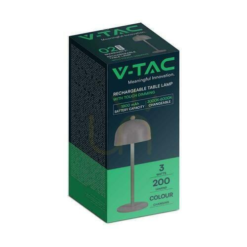 Verifica V-TAC 3W LED Lampă de birou pentru noptieră 30cm Încărcare USB Dimmable Gray VT-1052 3000K-6000K 200lm