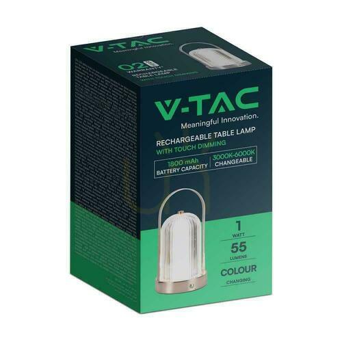 Verifica V-TAC 1W LED Lampă de birou pentru noptieră 22cm Încărcare USB Dimmable Matte Gold VT-1057 3000K-6000K 55lm