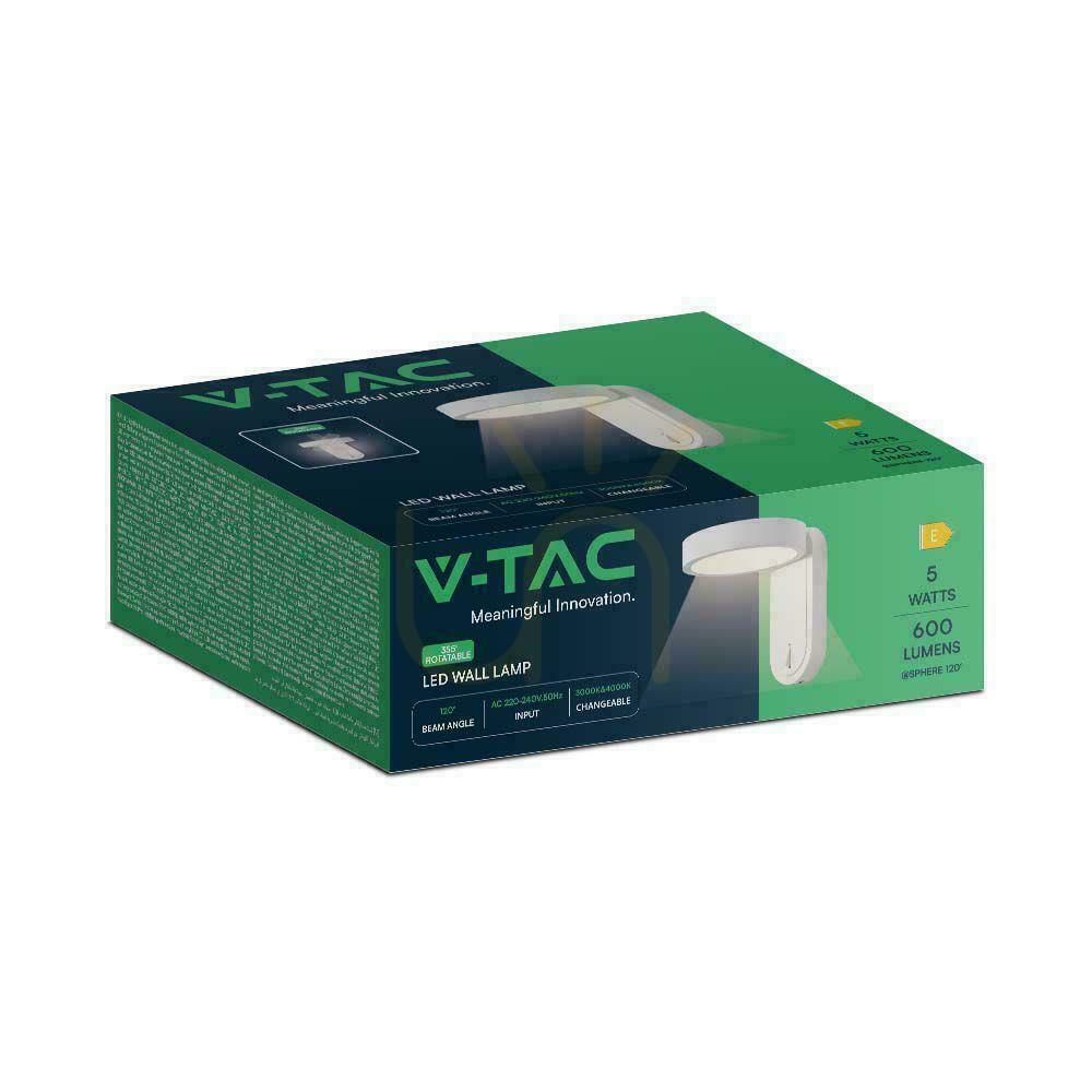 Verifica V-TAC 5W Lampă de perete albă IP65 VT-1180 3000K+4000K 600lm. V-TAC 5W Lampă de perete albă IP65 VT-1180 3000K+4000K 600lm.