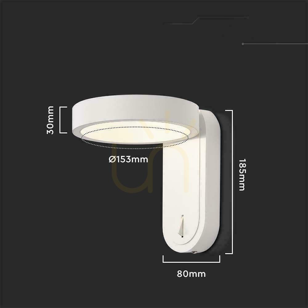 Vedere V-TAC 5W Lampă de perete albă IP65 VT-1180 3000K+4000K 600lm. V-TAC 5W Lampă de perete albă IP65 VT-1180 3000K+4000K 600lm.